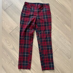 Plaid Red & Black Slim Fit Women's Pants